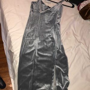 Grey F21 Velvet Bodycon Midi dress